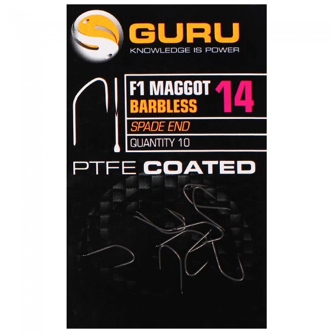 Guru F1 Maggot Barbless Hooks (Spade End)